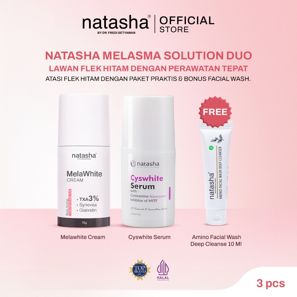 [NEW LAUNCH] Natasha By Dr Fredi Setyawan Melasma Solution Duo - MelaWhite + CysWhite Free Amino Fac