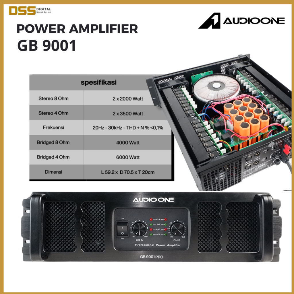 Power Amplifier AUDIOONE GB9001 Pro | Ampli Sound System High Power Stabil Jernih I DSS