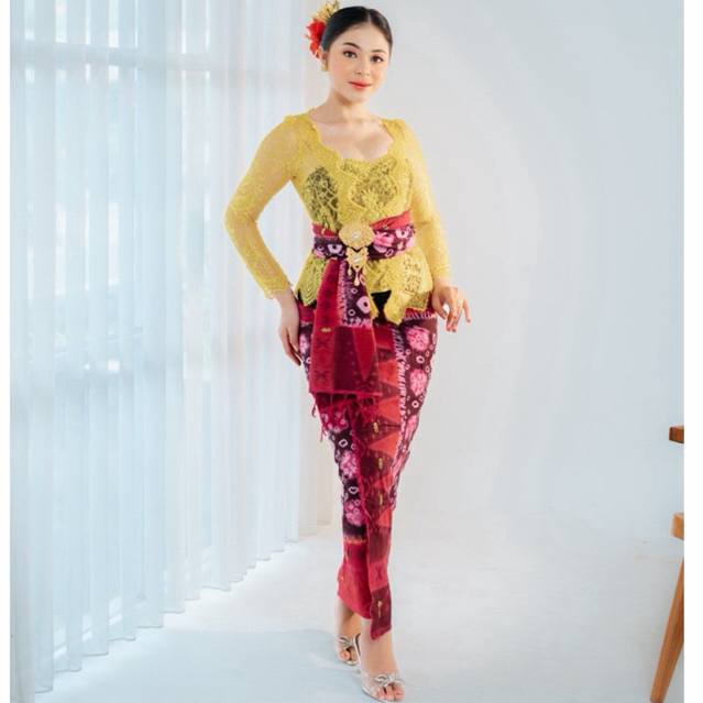 KAMEN BALI /BLONGKET JUMPUTAN TRETES HANDMADE PALEMBANG SET SELENDANG ENDEK BALI ENDEK PALEMBANG ATB