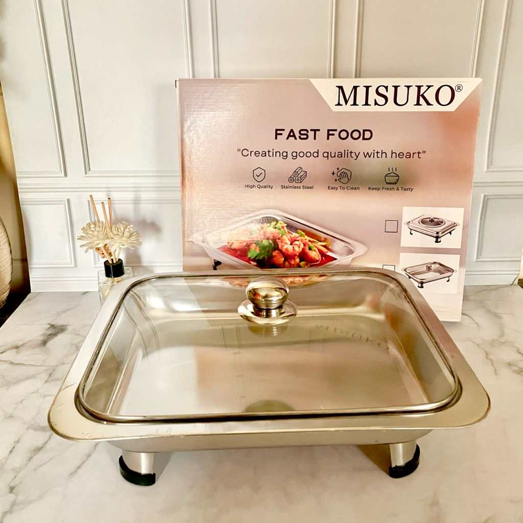 Misuko - Fast Food Dish - Prasmanan stainless steel tutup kaca