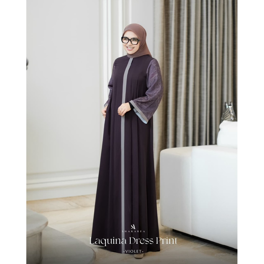 Laquina Dress Print by Shararea | Gamis Motif Print Semi Formal