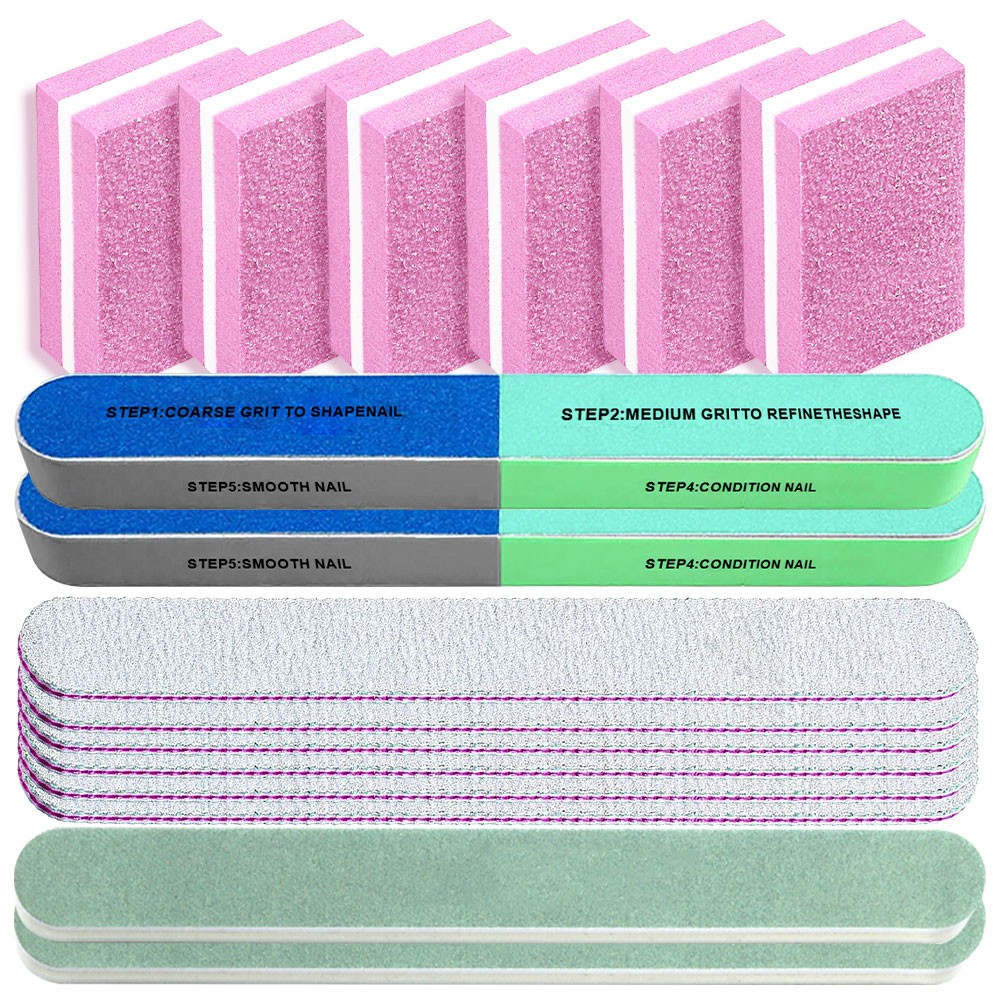 16 Pcs Six-sided Polishing File Nail Tool Creative Printing Nail File Sanding Manicure Set