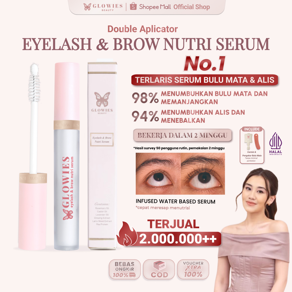 Serum Bulu Mata dan Alis Glowies Eyelash & Brow Nutri Serum 4 ml Water Based Serum Penumbuh Bulu Mat
