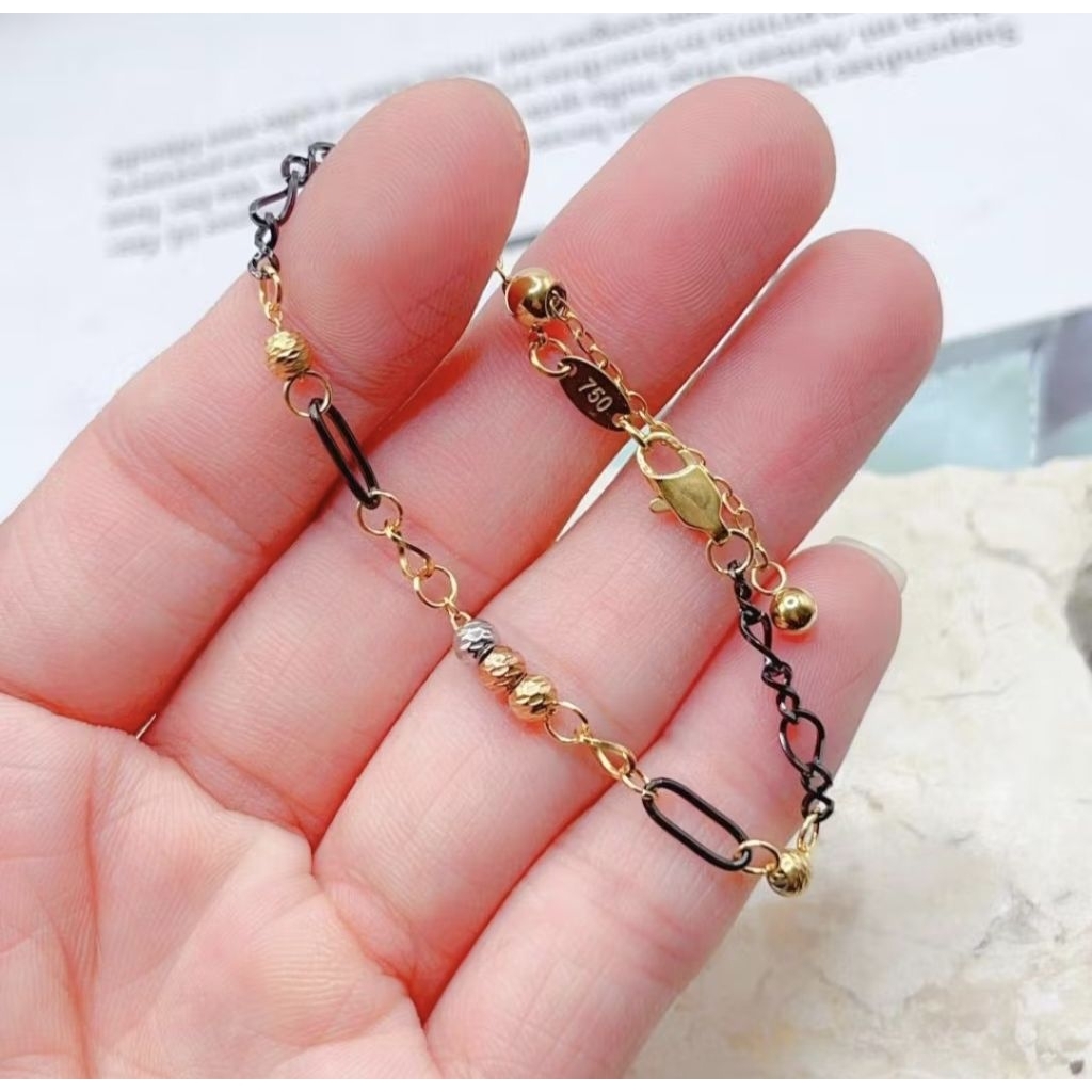 Fairy jewelry-gelang serut boba black gold titanium anti karat