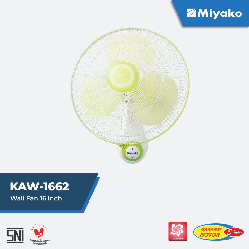 Kipas angin Miyako KAW1662PL Kipas Dinding – Wall Fan 16 inch Dengan Tali Plastik
