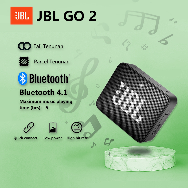 JBL Go 2 Portable Speaker Bluetooth Garansi 1 tahun Wireless Bluetooth Streaming 5 Hours of Playback