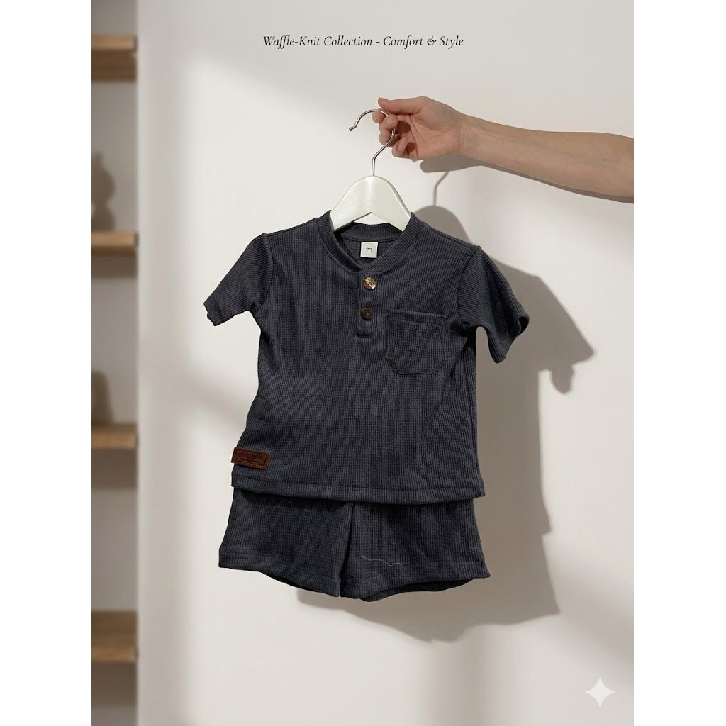 [SETELAN PREMIUM] Baju Anak Waffle Knit Set