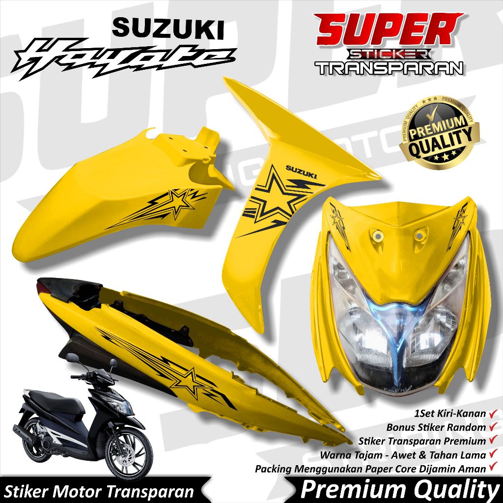 Stiker Transparan Hayate Anti Luntur keren Striping Hayate Striping Suzuki Hayate STARFLAME