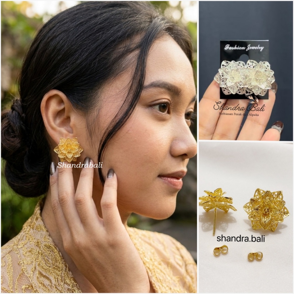 Shandra Bali - Anting / Sumpel Model Kendari Bali Klasik Warna Gold dan Silver Cerorot Subeng