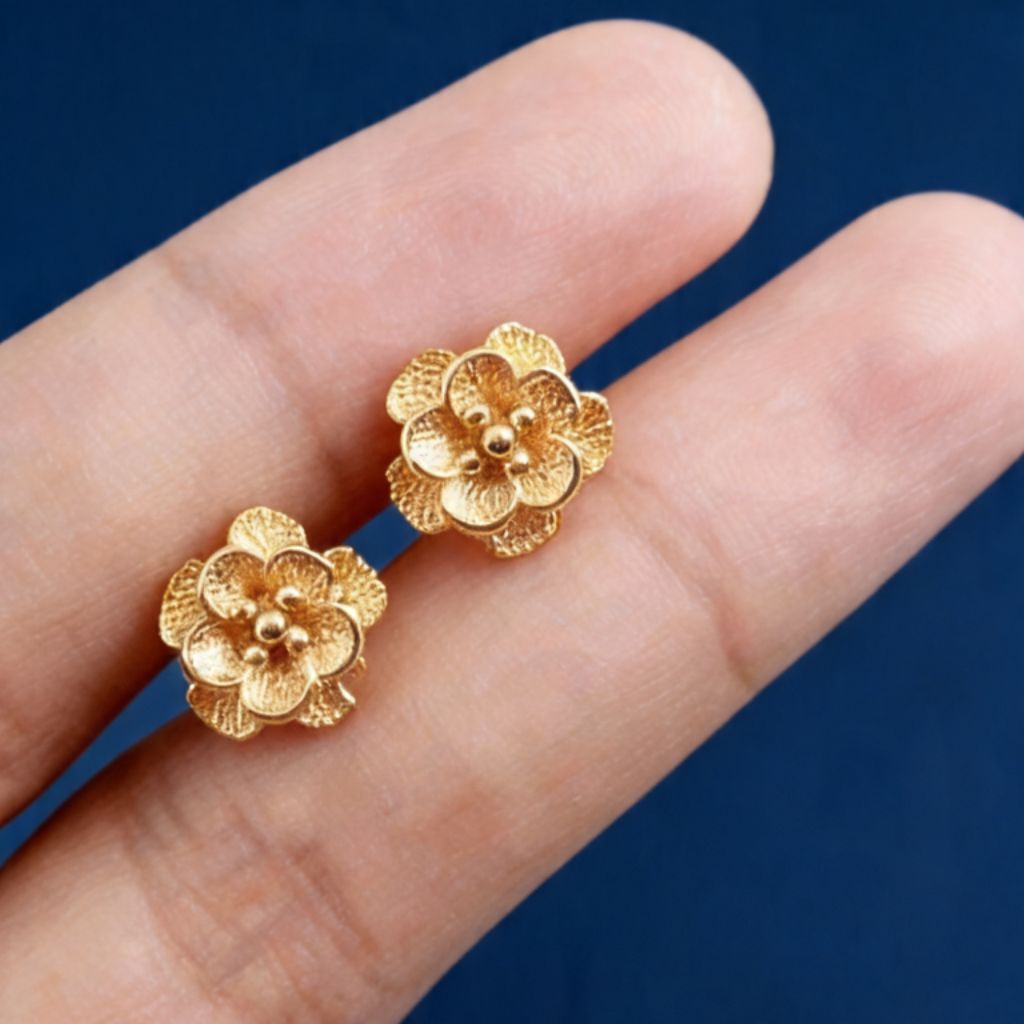 anting tusuk bunga mawar xuping lapis emas