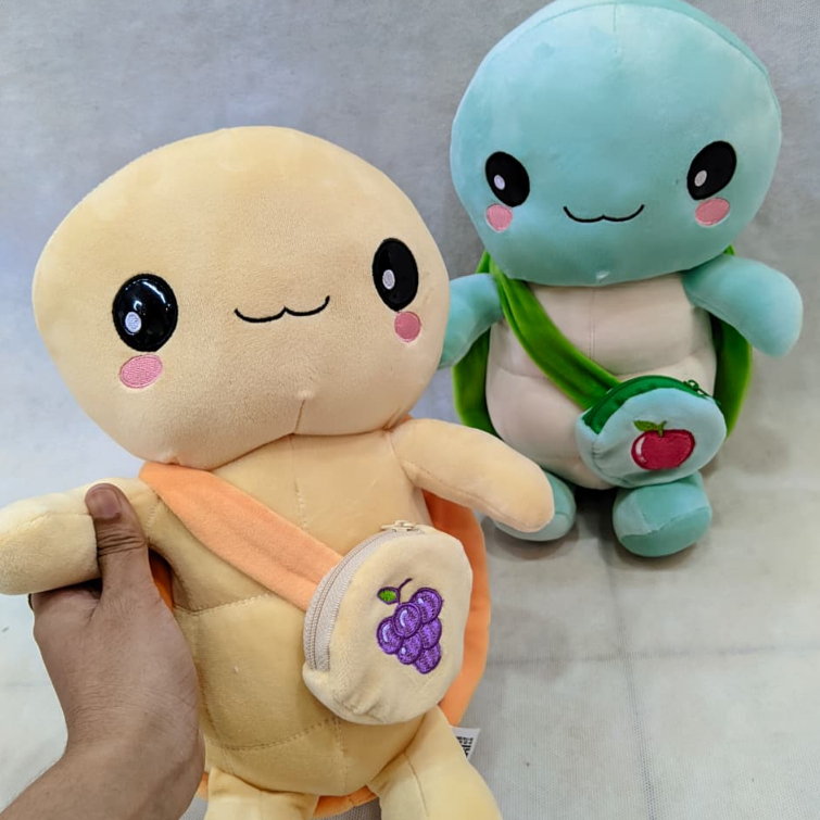 Seulgi boneka turtle bag fruit 33x20cm boneka penyu kura kura dengan tas bordiran buah buahan lucu d