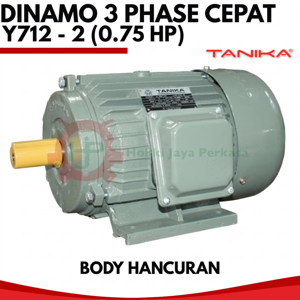 TANIKA Dinamo 3 Phase Cepat Y712 - 2 (0.75hp) Body Hancuran 0.75 HP / 2830 rpm Induction Motor Tanik