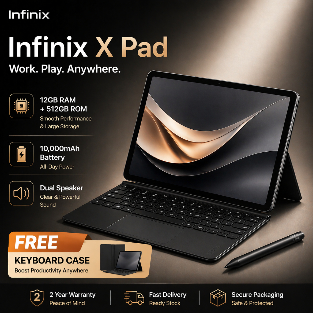 Infinix XPad 11 Inch Android Tablet 12GB RAM 512GB ROM 4G LTE WiFi FHD+ Screen Gaming Pad Long Batte
