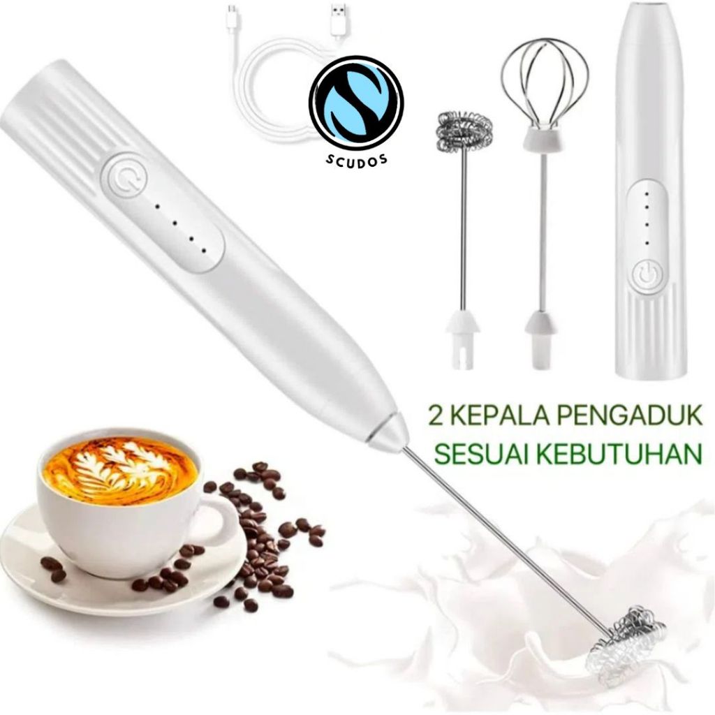 SCUDOS Pembuih Susu Pengocok Telur Handheld Blender Milk Frother Electric Mixer Portable Egg Beater 