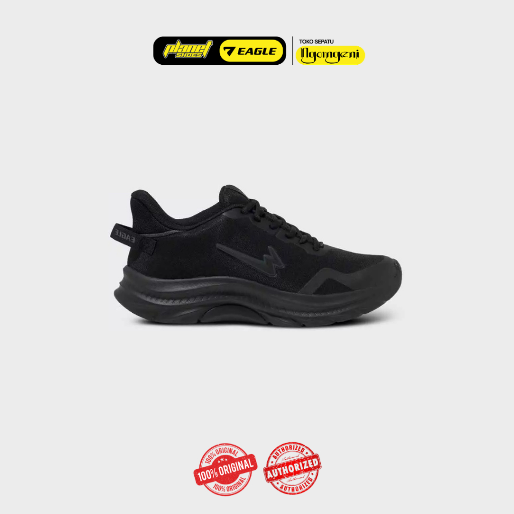 Sepatu Sekolah Kerja Ringan Eagle Solaris Hitam Hitam