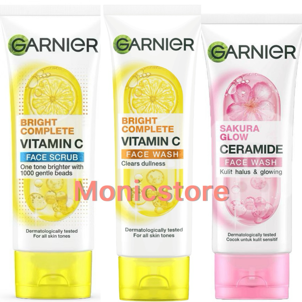 Garnier Bright Complete Vitamin C & Sakura Glow Ceramide Facial Wash / Face Scrub 100ml