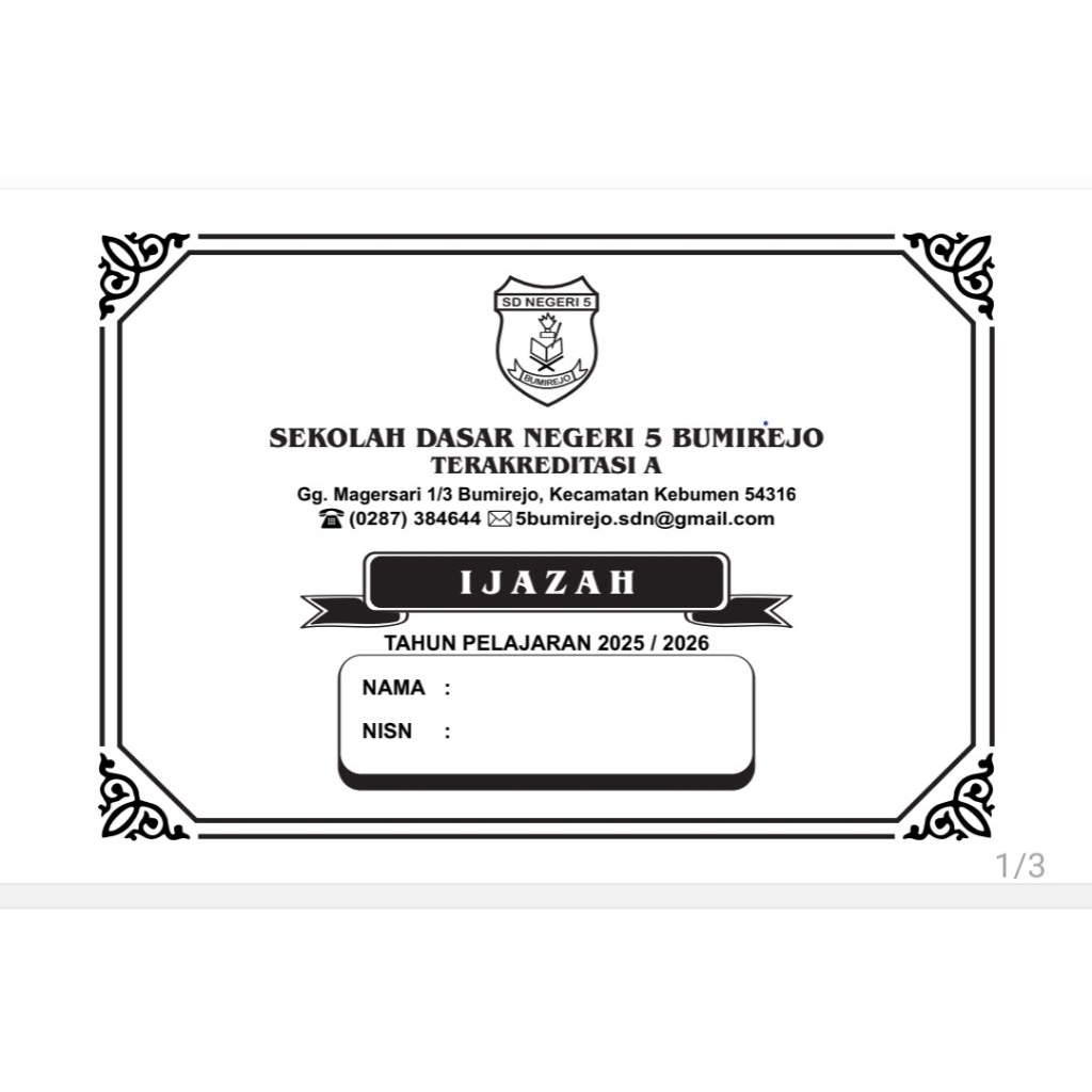 Amplop Ijasah SD custome Nama Sekolah