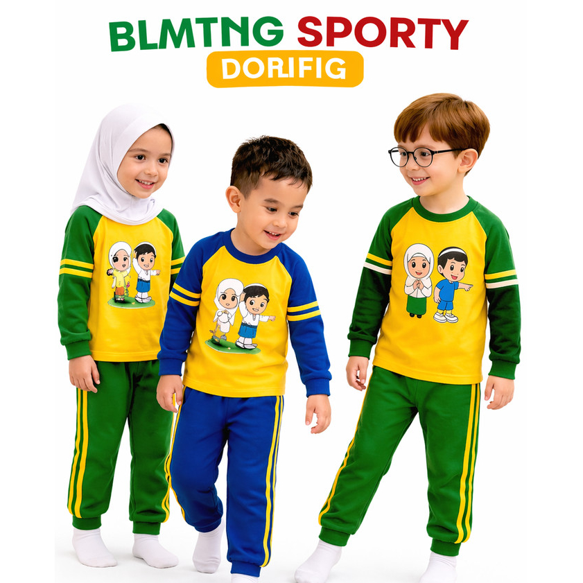Setelan Baju Olahraga Anak PAUD/TK/SD/SMP/SMA Termasuk Sablon