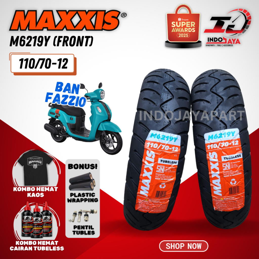 PRODUK TERBARU BAN TUBELESS MAXXIS UNTUK FAZZIO M6219Y (110/70-12) FRONT AND REAR / ORIGINAL MAXXIS 