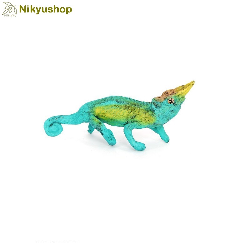 [Nikyushop] Mainan Edukasi Pajangan Miniatur Hewan Kadal Bunglon Jackson's Chameleon Animal Figure