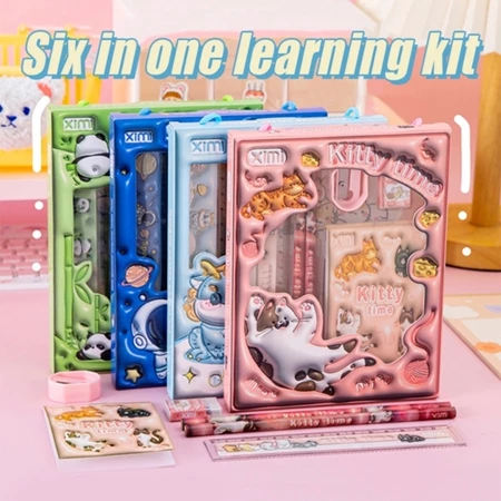 Alat Tulis Set paket Komplit 5 in 1 / Stationery complete lengkap / Kotak Pensil Anak / Souvenir Had