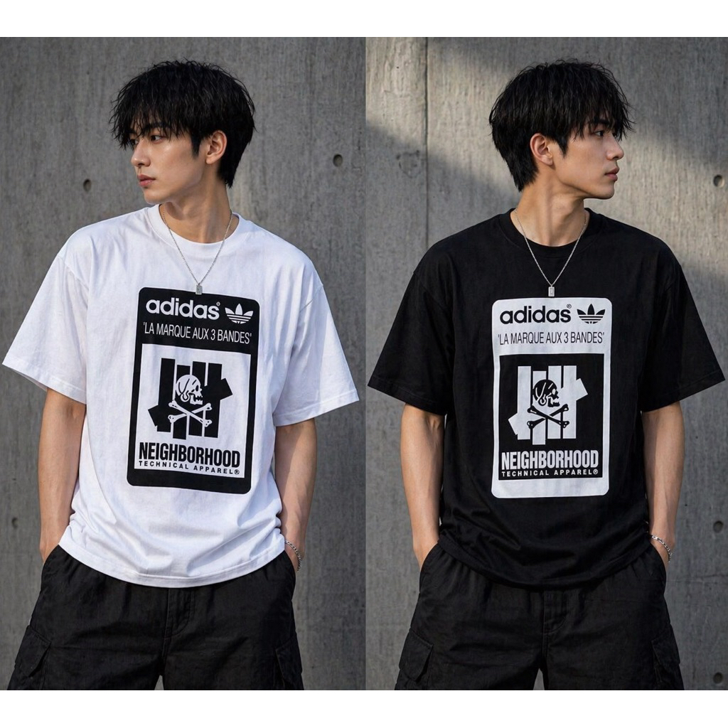 KAOS OVERSIZE ADINDA X NEIGHBORHOOD X UNDEFEATED X MASTERMIND PRINTED BLACK TEES BESTSELLER