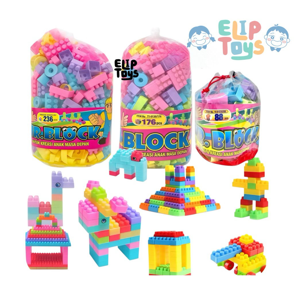 MAINAN EDUKASI MR BLOCK BALOK SUSUN DIY UKURAN BESAR ORIGINAL PREMIUM BY ELIPTOYS