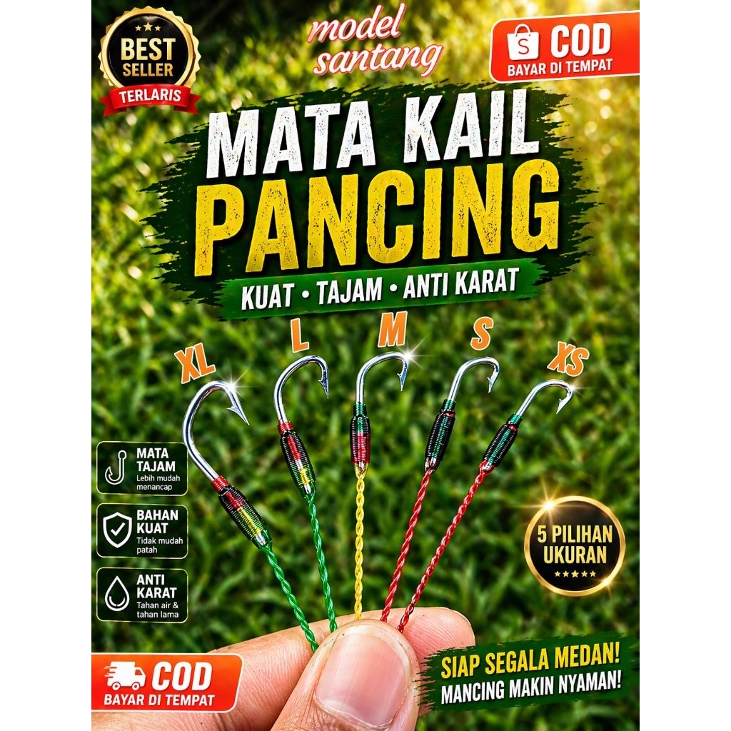 kail pancing belut anti mocel model santang bahan baja anti karat