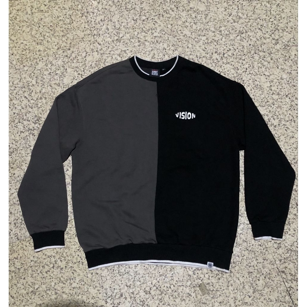 Vision Street Wear Two-Tone Split Crewneck Sweatshirt size : XXL