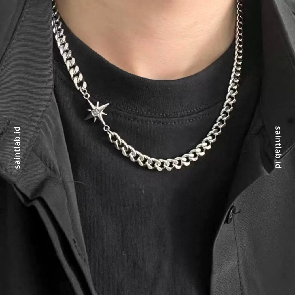 SAINTLAB.ID Asteria Necklace - Kalung Pria Titanium Steel Premium Anti Karat