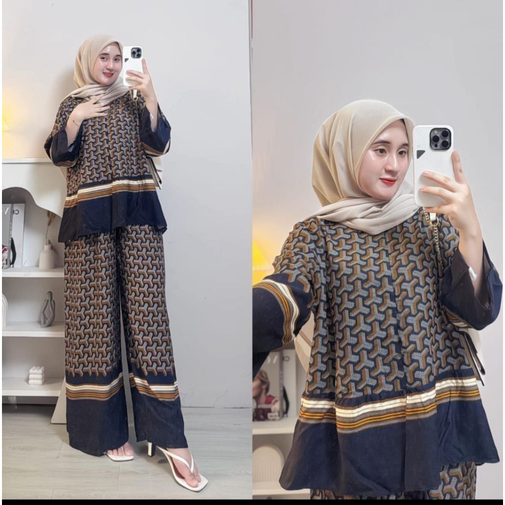 Setelan wanita 2in1 ( Tunik + Kulot) Batik Modern