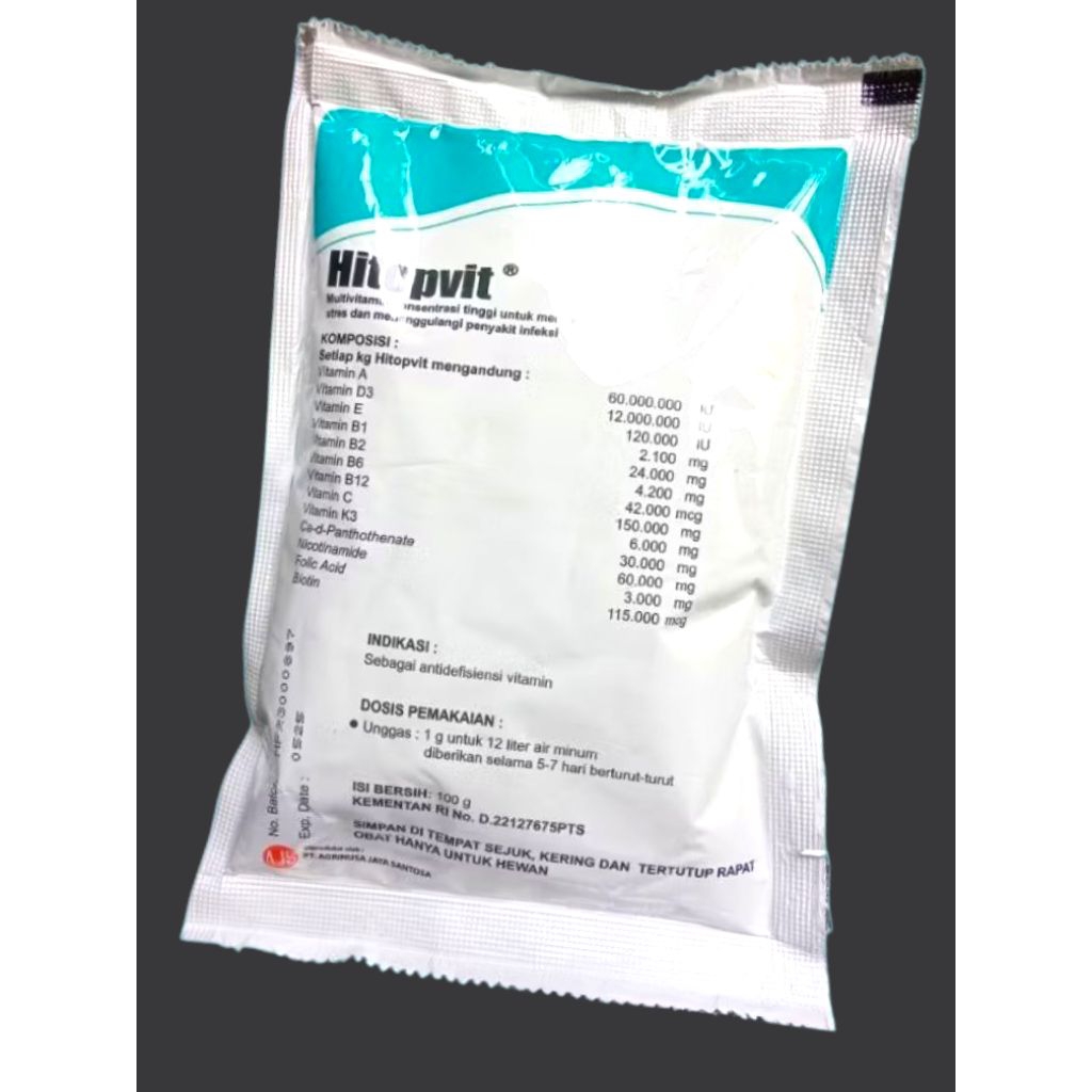 Vitamin Konsentrasi Tinggi untuk Ternak Unggas Hitopvit 100 gr
