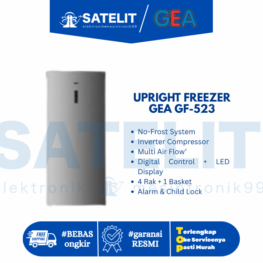 UPRIGHT FREEZER GEA GF-523 523L No Frost Freezer Berdiri 1 Pintu Hemat Listrik