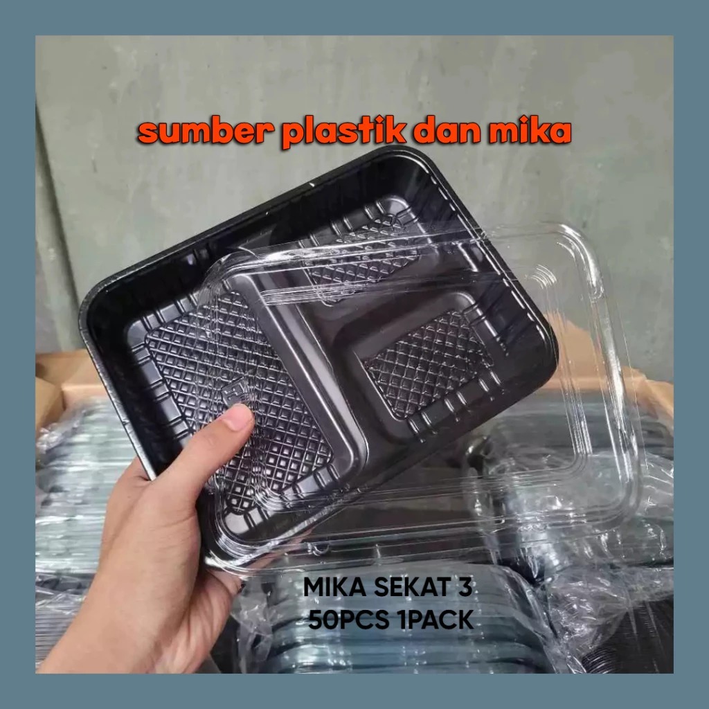 [ 1karton 300pcs ] MIKA RTR 233 / MIKA BOX BENTO SEKAT 3 / BENTO TRAY SEKAT 3 TAHAN PANAS / Bento Se