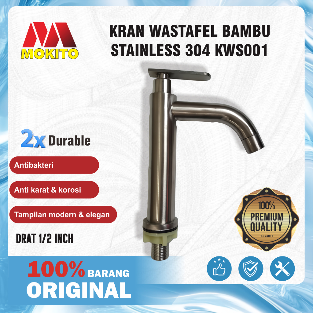 MOKITO Keran Bambu 20cm Stainless SUS 304 Kran Wastafel Minimalis