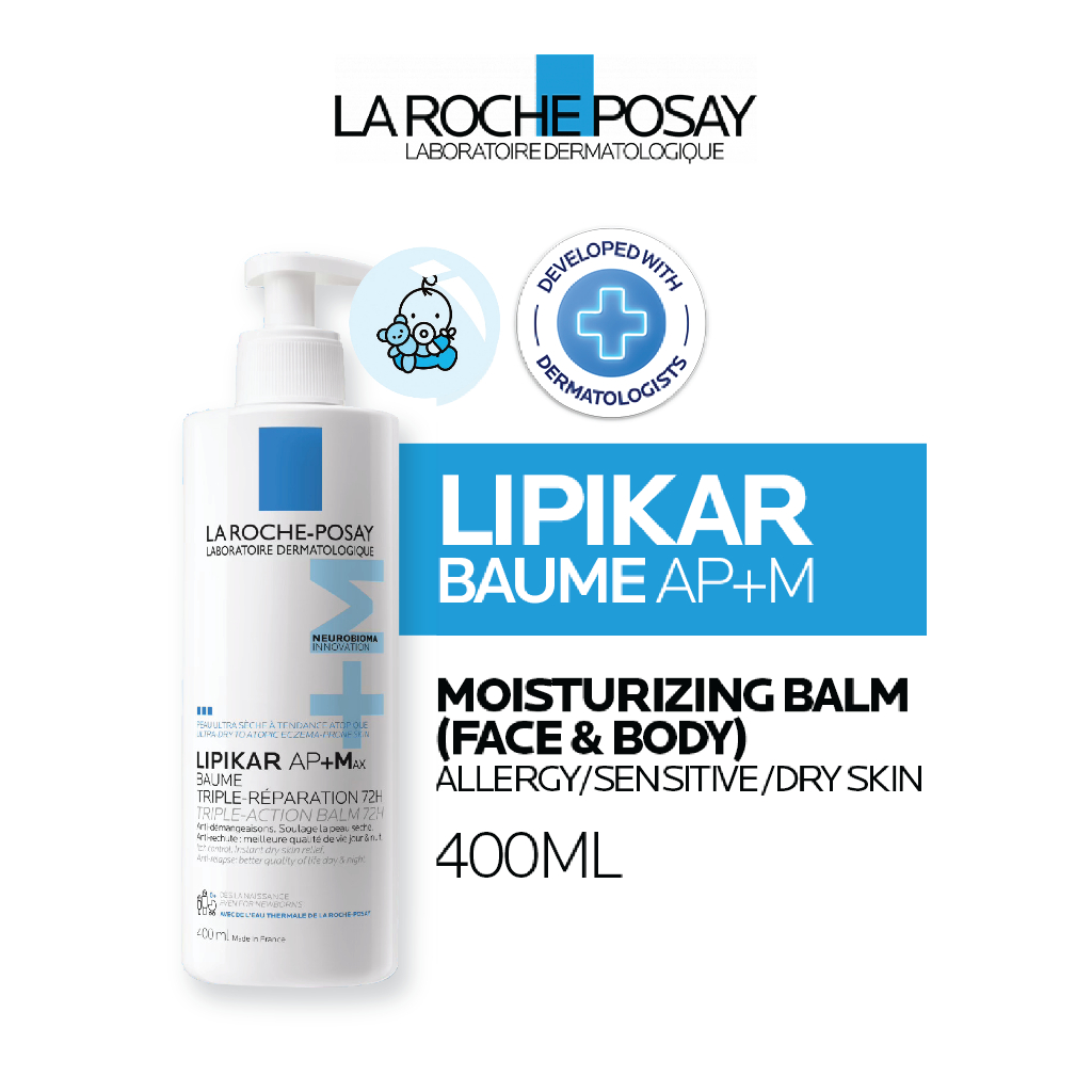 La Roche Posay Lipikar Baume AP+M Balm 400ml- Face/ Body Moisturizer Kulit Alergi/ Sensitif/ Kering