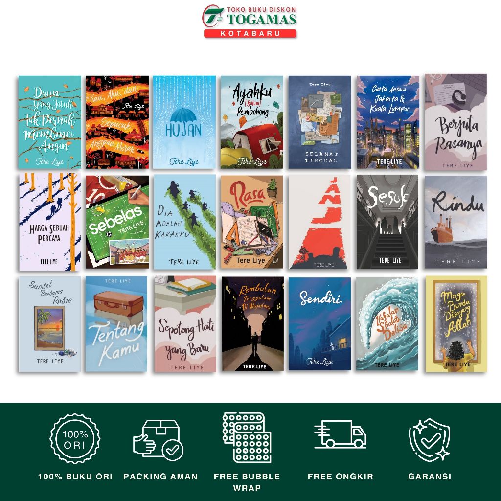 Kumpulan Novel Tere Liye: Sesuk / Rasa / Hujan / Janji / Selamat Tinggal / Rindu / Ayahku Bukan Pemb