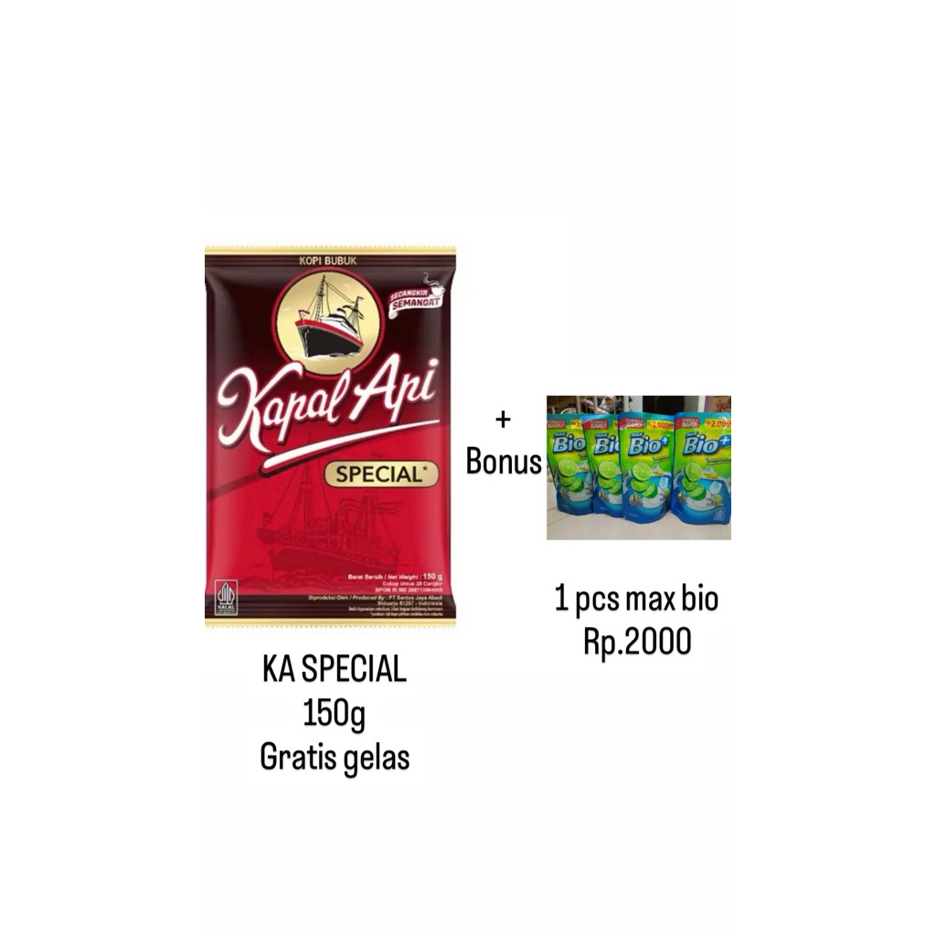 kapal api special 150g gratis gelas