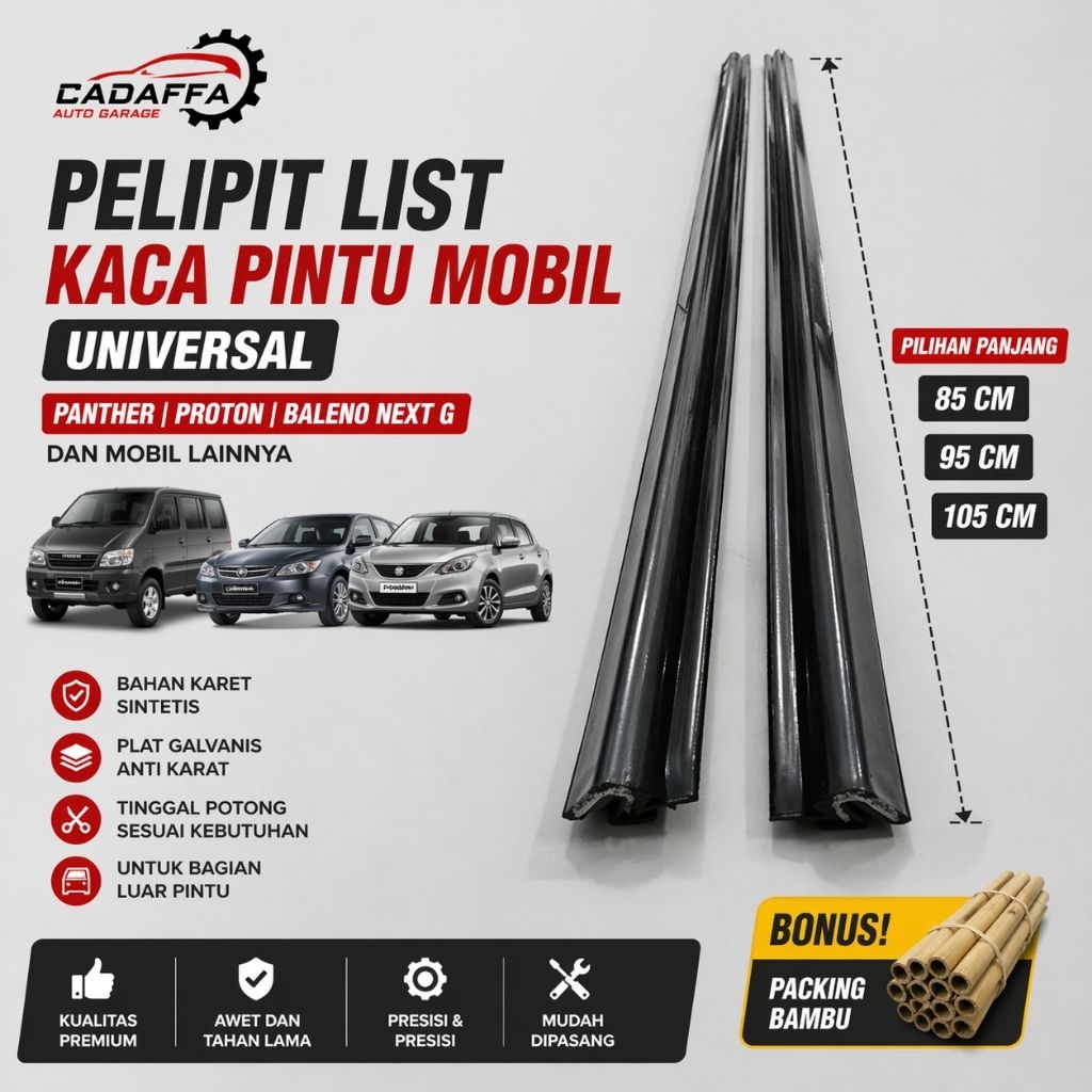 Pelipit list Kaca pintu mobil universal Panther Proton Baleno Next G 85 95 105 cm