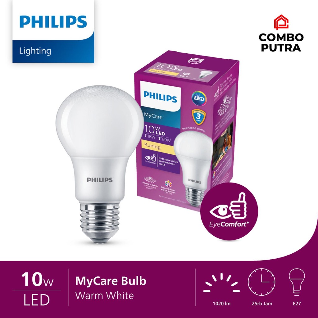 Philips MyCare 10 Watt 1020 Lumen Warm White Kuning (WW) E27