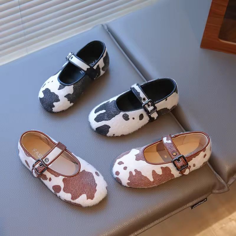 IWOJO Sepatu Anak Kecil Perempuan Model Terbaru Sapi Lucu Tali Gesper Samping