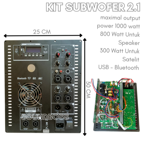 Power Kit Subwoofer Mesin Subwoofer 2.1 Kit Subwoofer + Kit Speaker Bluetooh - USB Output Satelit L 