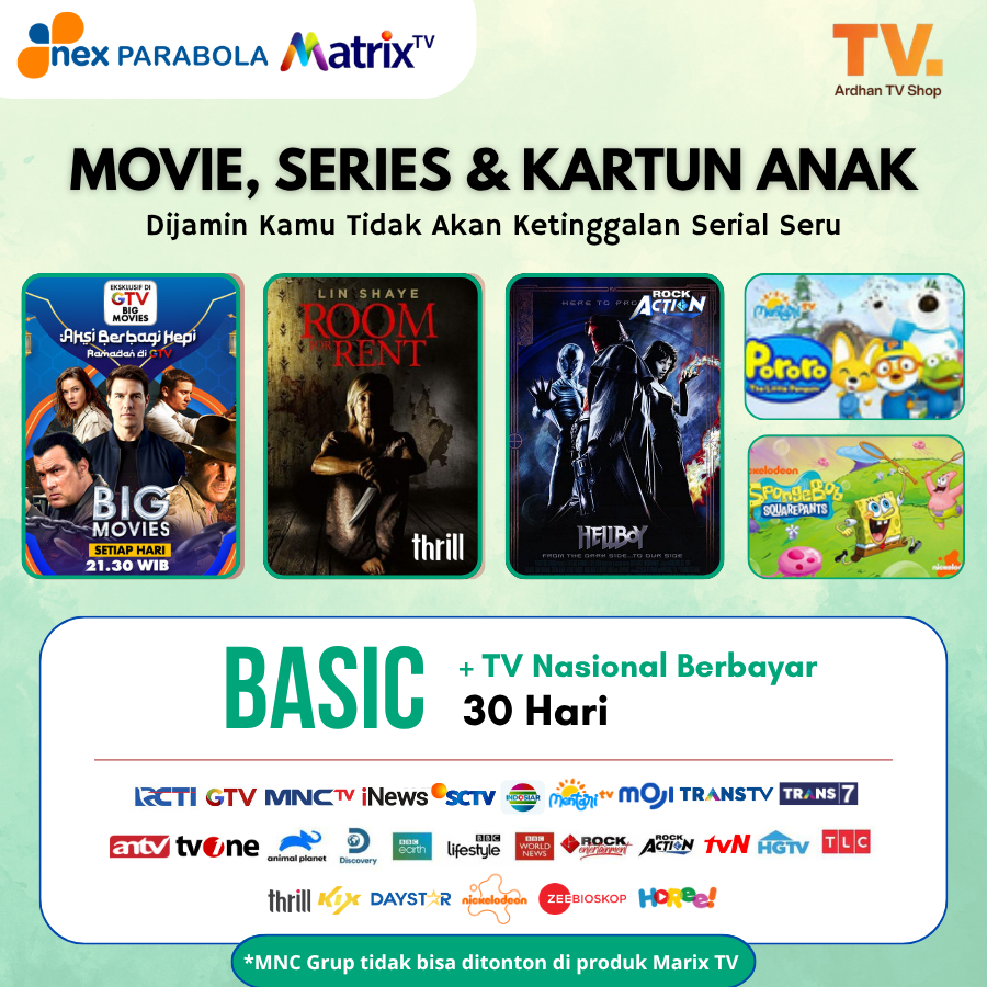 Nex Parabola Dan Matrix Paket BASIC 1 Bulan - Paket nonton TV Nasional