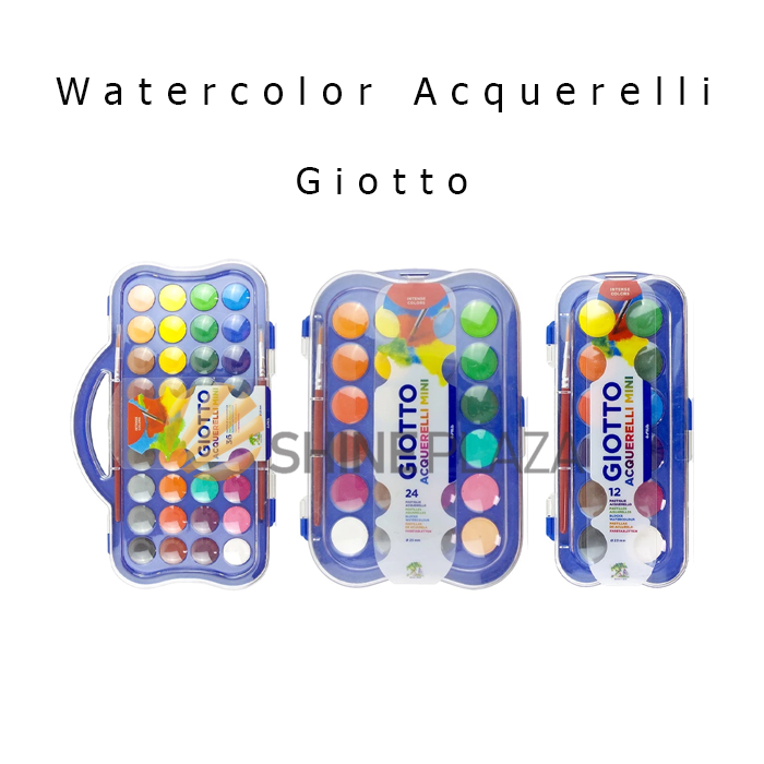 Giotto Acquerelli Mini Watercolor Cake Color Paint Set 12 24 36 Warna Cat Air Gioto Mini