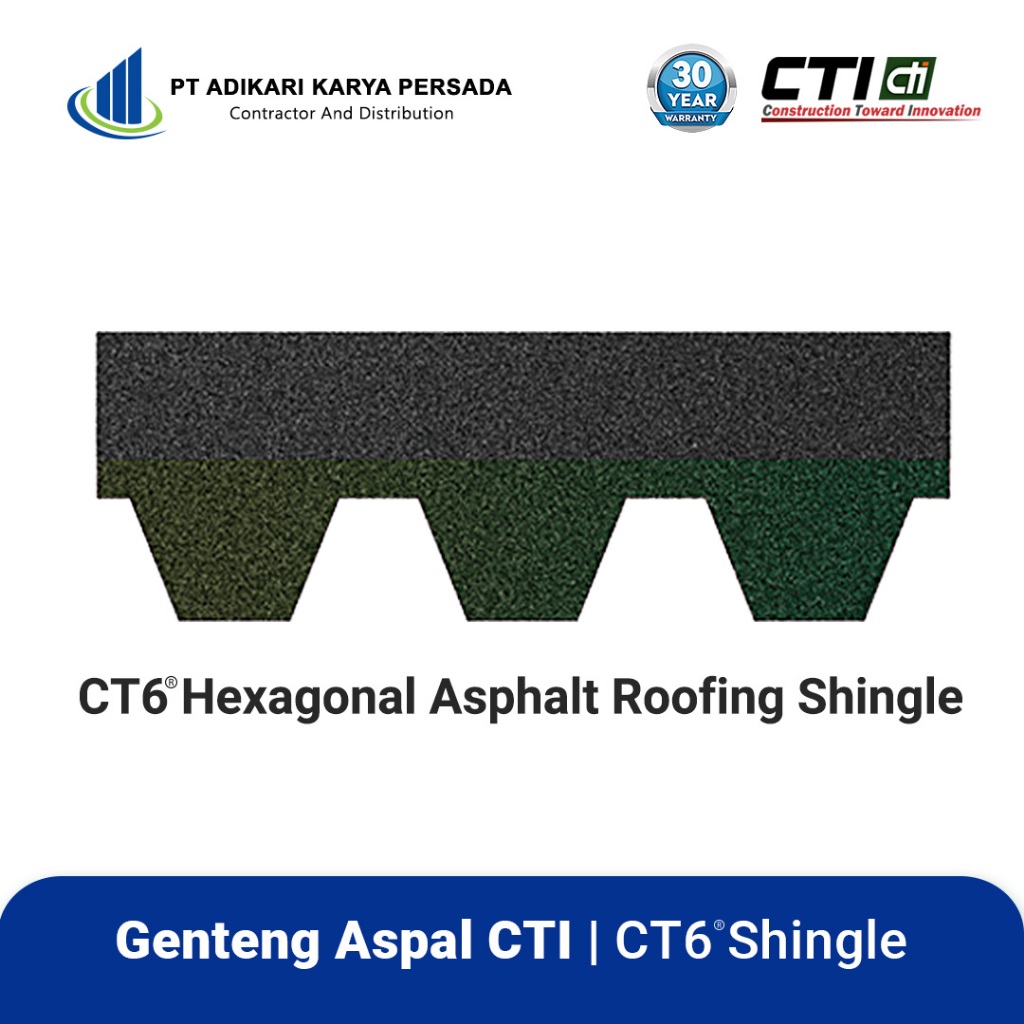 Atap Bitumen CTI CT6 Genteng Aspal Shingles Genteng Bitumen