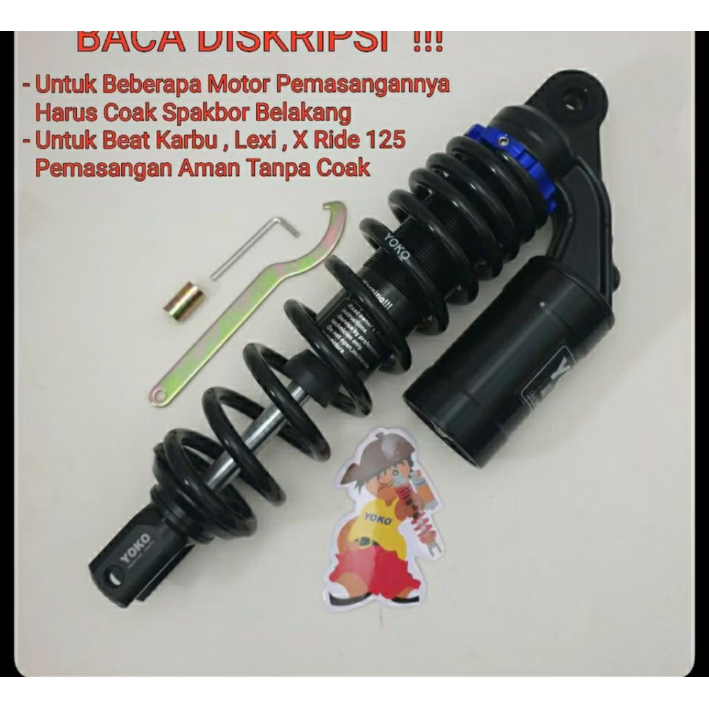 Shockbreaker Matic Beat Lexi YOKO model SAMURAI JLT 197 B / Shock breaker Single Shock ukuran 310mm 