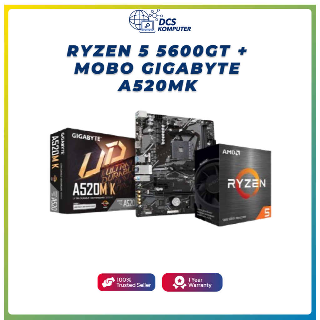 PAKET MOTHERBOARD GIGABYTE A520M K+PROCESSOR AMD RYZEN 5 5600GT