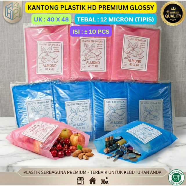 HAKU KANTONG PLASTIK SAMPAH, SERBAGUNA, PACKING PREMIUM WARNA WARNI HD TIPIS UK 40 X 48 | ISI ± 10 P