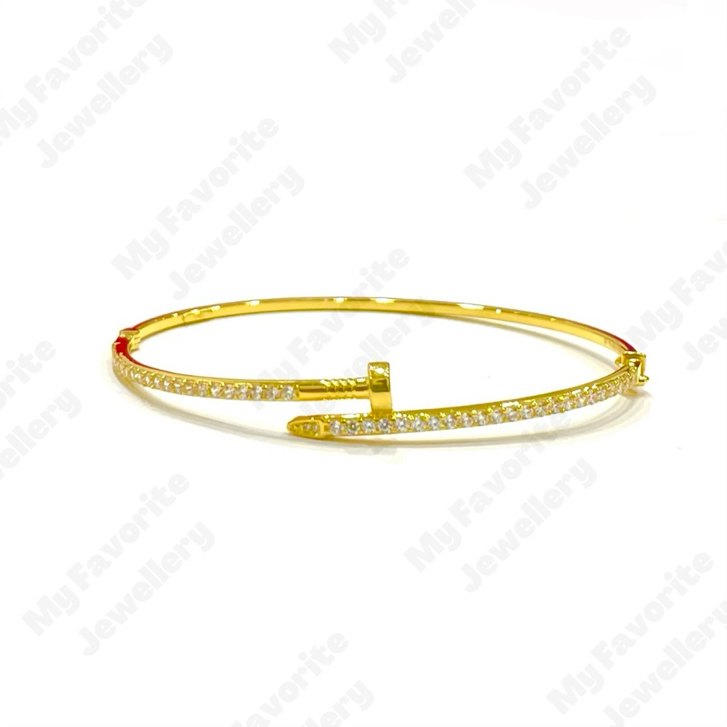 Gelang Paku Ad Permata Keliling Emas Asli Kadar 700 16K