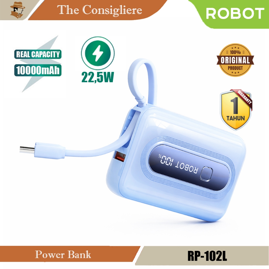 ROBOT RP 102L Power Bank 10000 MAh Two Way Fast Charging 22,5W LED Display Type C